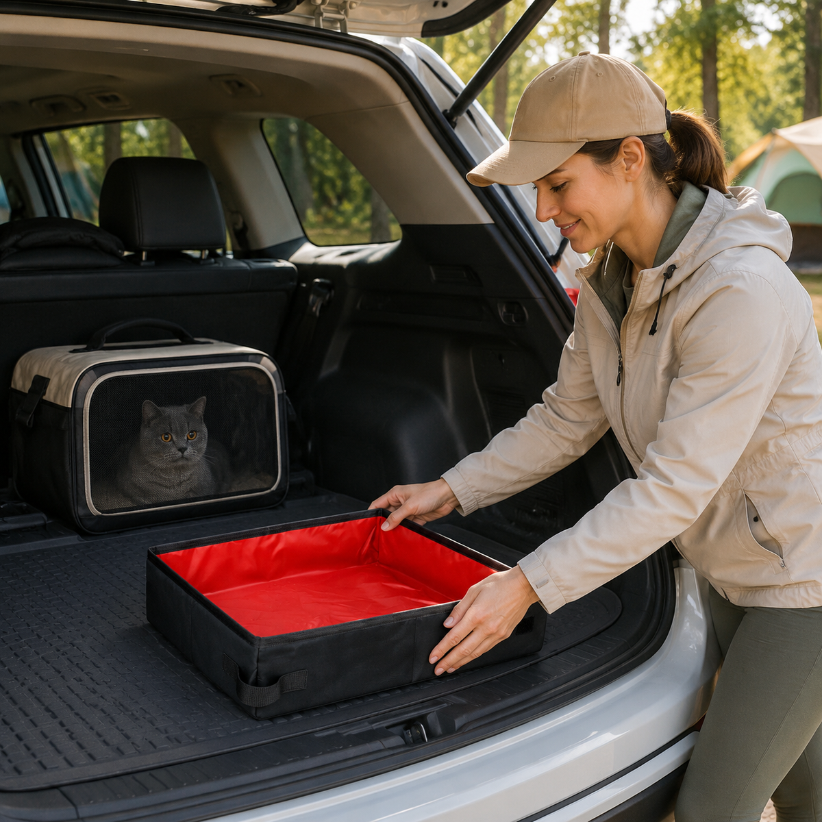 Portable Folding Travel Pet Litter Box for Dog and Cat
