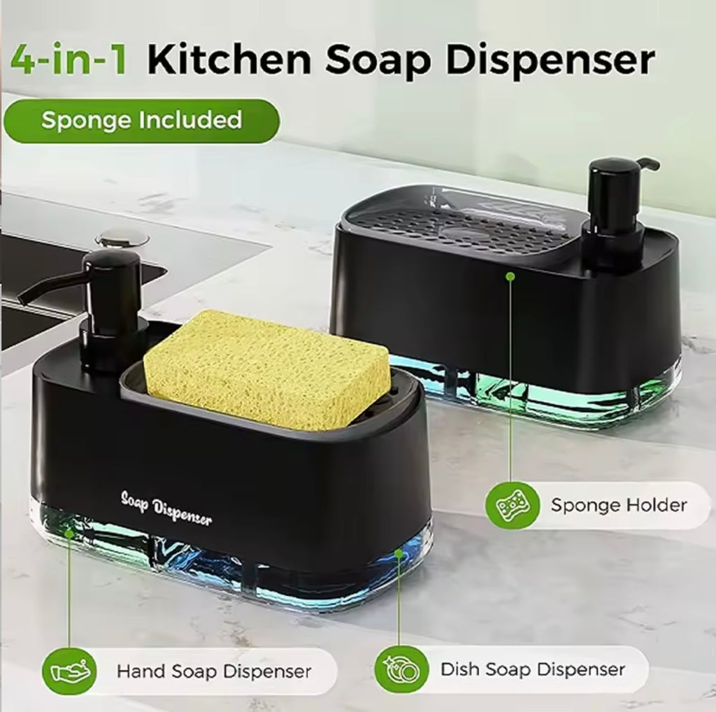 Dual Soap Dispenser with Sponge Holder Manual Press Soap Box