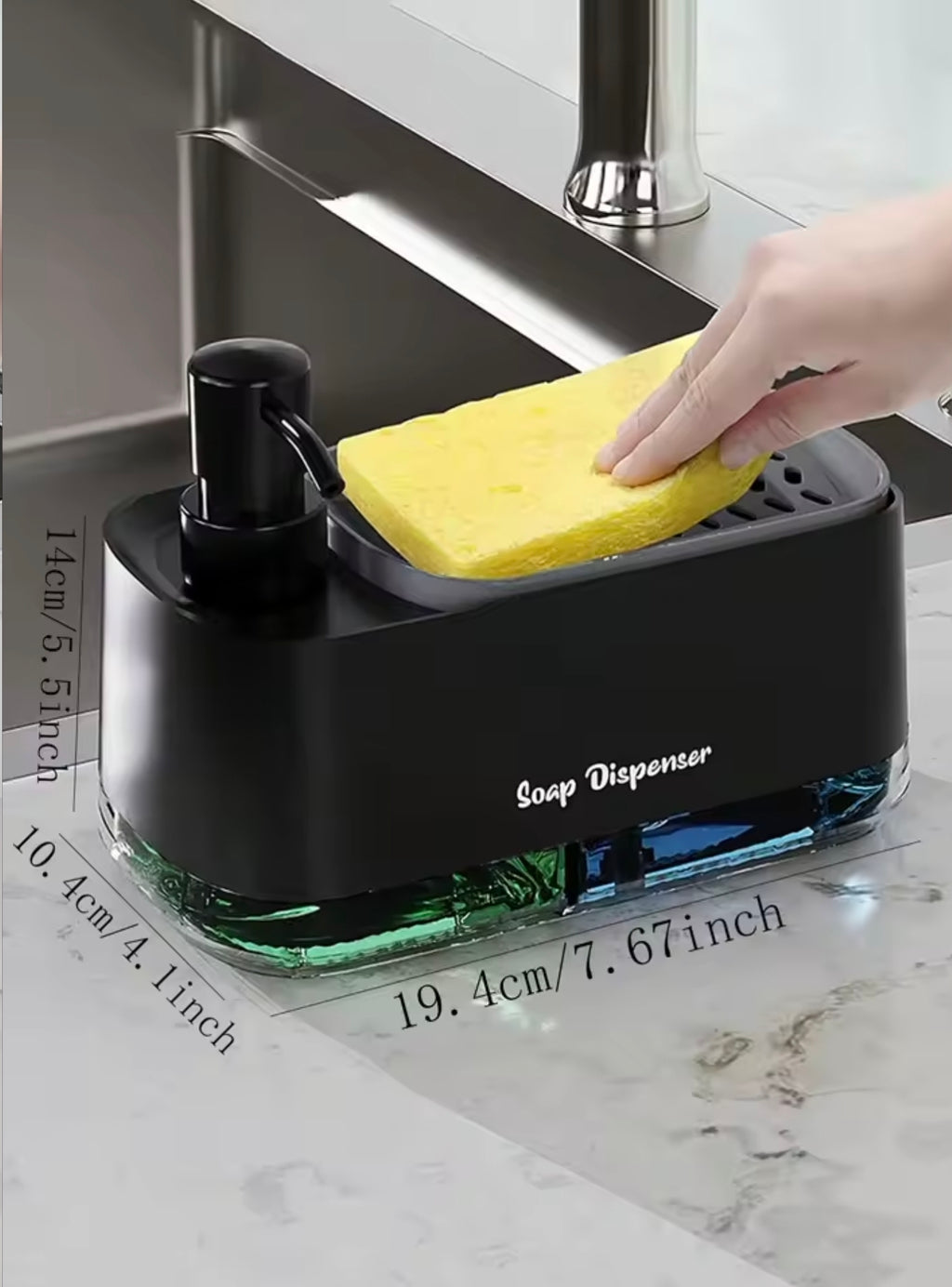 Dual Soap Dispenser with Sponge Holder Manual Press Soap Box