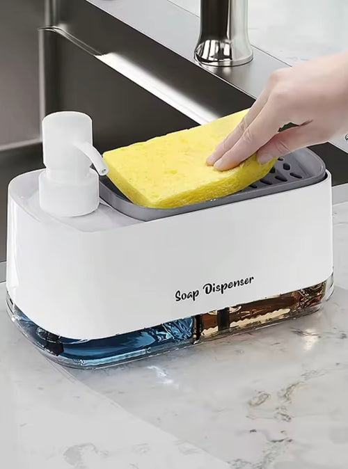 Dual Soap Dispenser with Sponge Holder Manual Press Soap Box